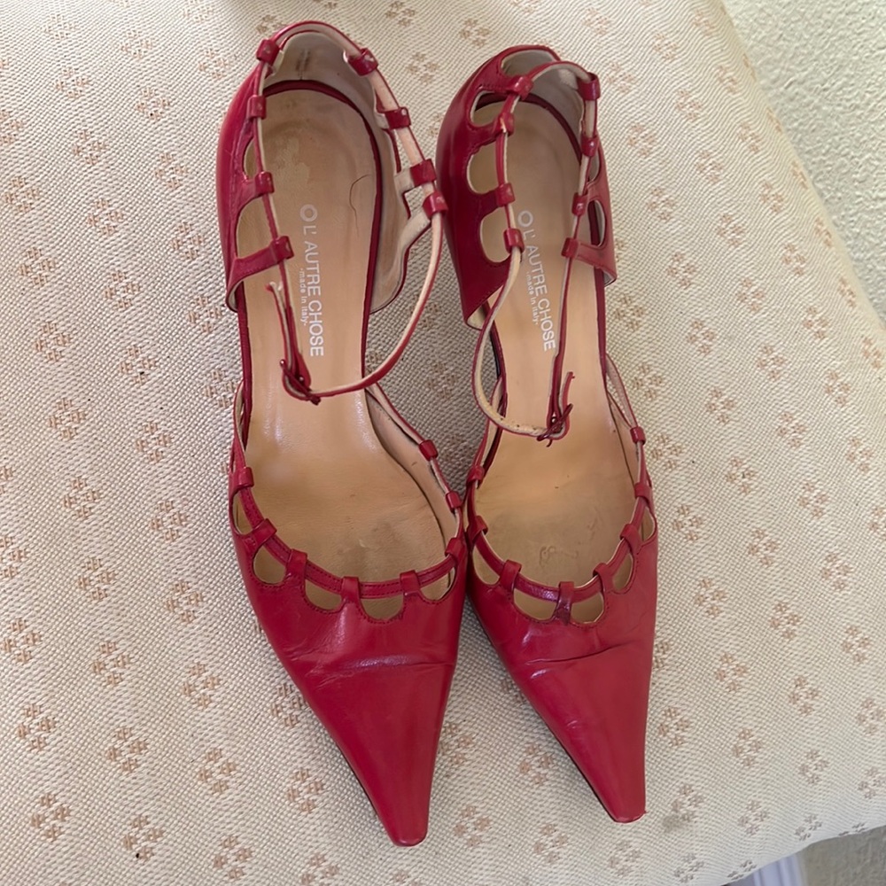 L’autre chose red leather shoes size 37